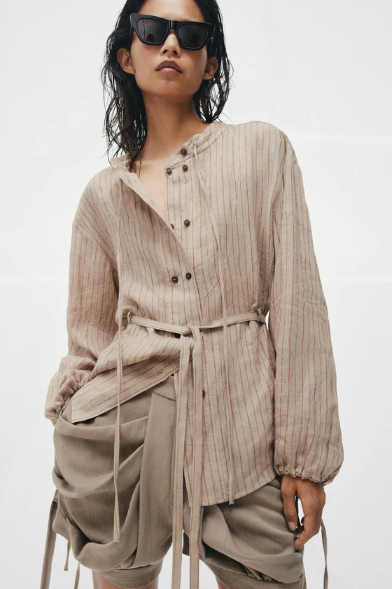 РУБАШКА В ПОЛОСКУ ИЗ ЛЬНА — коллекция Zara «ZW»