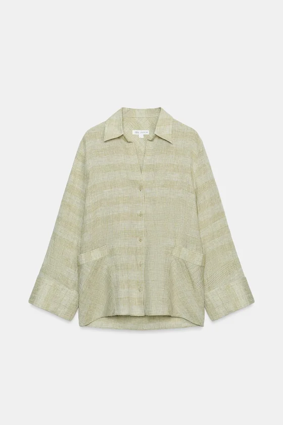 РУБАШКА ИЗ ЛЬНА В КЛЕТКУ — коллекция Zara «ZW»