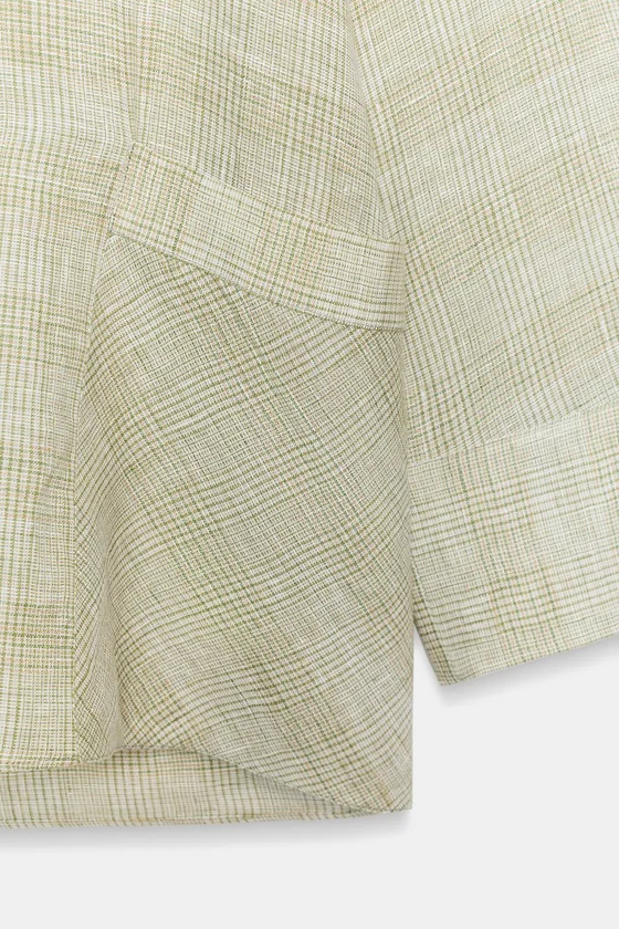 РУБАШКА ИЗ ЛЬНА В КЛЕТКУ — коллекция Zara «ZW»