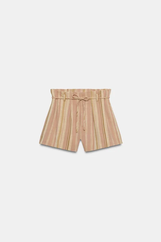 ШОРТЫ В ПОЛОСКУ С ПОЯСОМ — коллекция Zara «ZW»