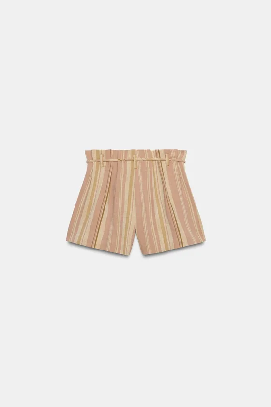 ШОРТЫ В ПОЛОСКУ С ПОЯСОМ — коллекция Zara «ZW»