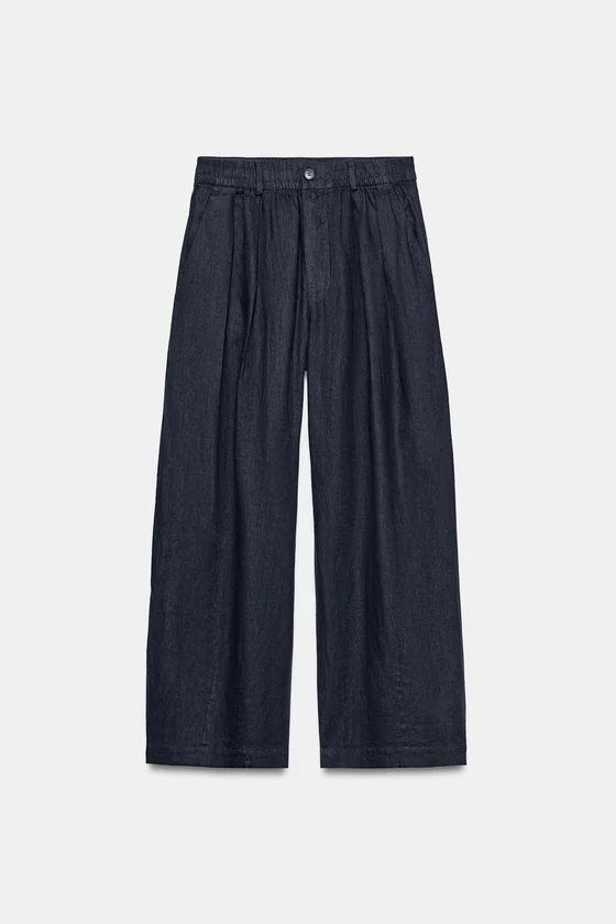БРЮКИ ИЗ ЛЬНА СО СКЛАДКАМИ — коллекция Zara «ZW»