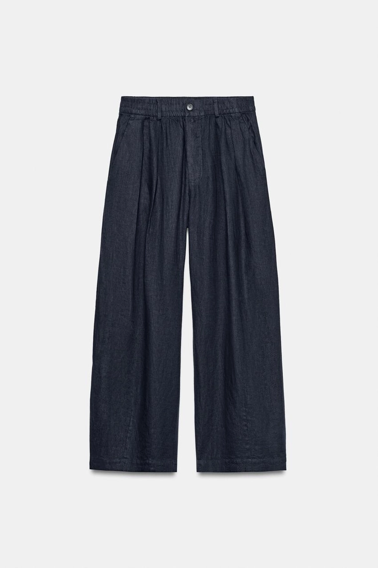 БРЮКИ ИЗ ЛЬНА СО СКЛАДКАМИ — коллекция Zara «ZW»