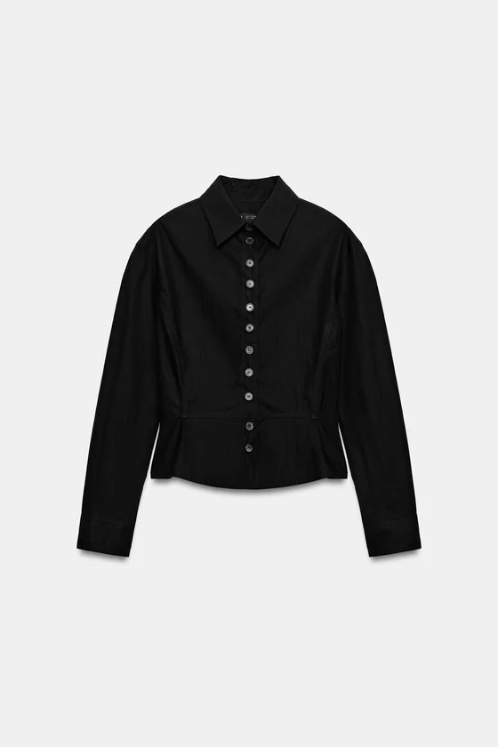 РУБАШКА С БАСКОЙ И ПУГОВИЦАМИ — коллекция Zara «ZW»