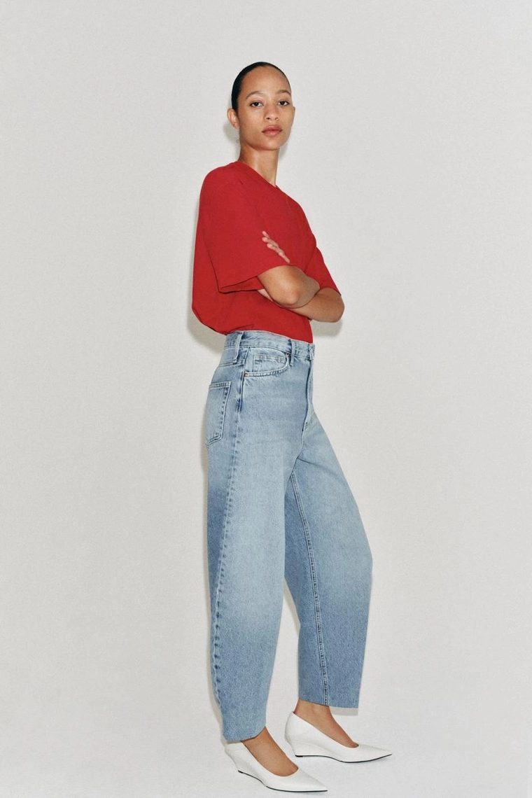 ЗАУЖЕННЫЕ ДЖИНСЫ С ВЫСОКОЙ ПОСАДКОЙ — коллекция Zara «ZW»