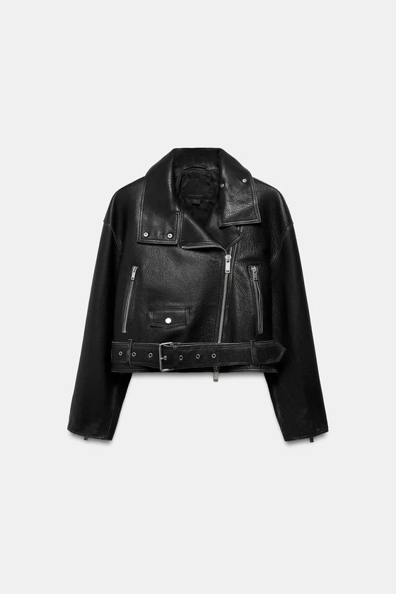 КОЖАНАЯ КУРТКА-КОСУХА — коллекция Zara «ZW» лимитированная серия