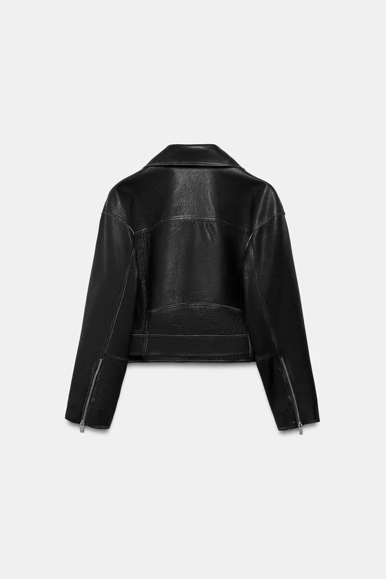 КОЖАНАЯ КУРТКА-КОСУХА — коллекция Zara «ZW» лимитированная серия