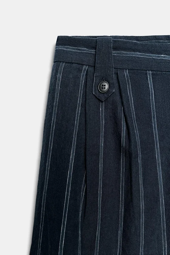 БРЮКИ В ПОЛОСКУ ИЗ СМЕСОВОГО ЛЬНА — коллекция Zara «ZW»