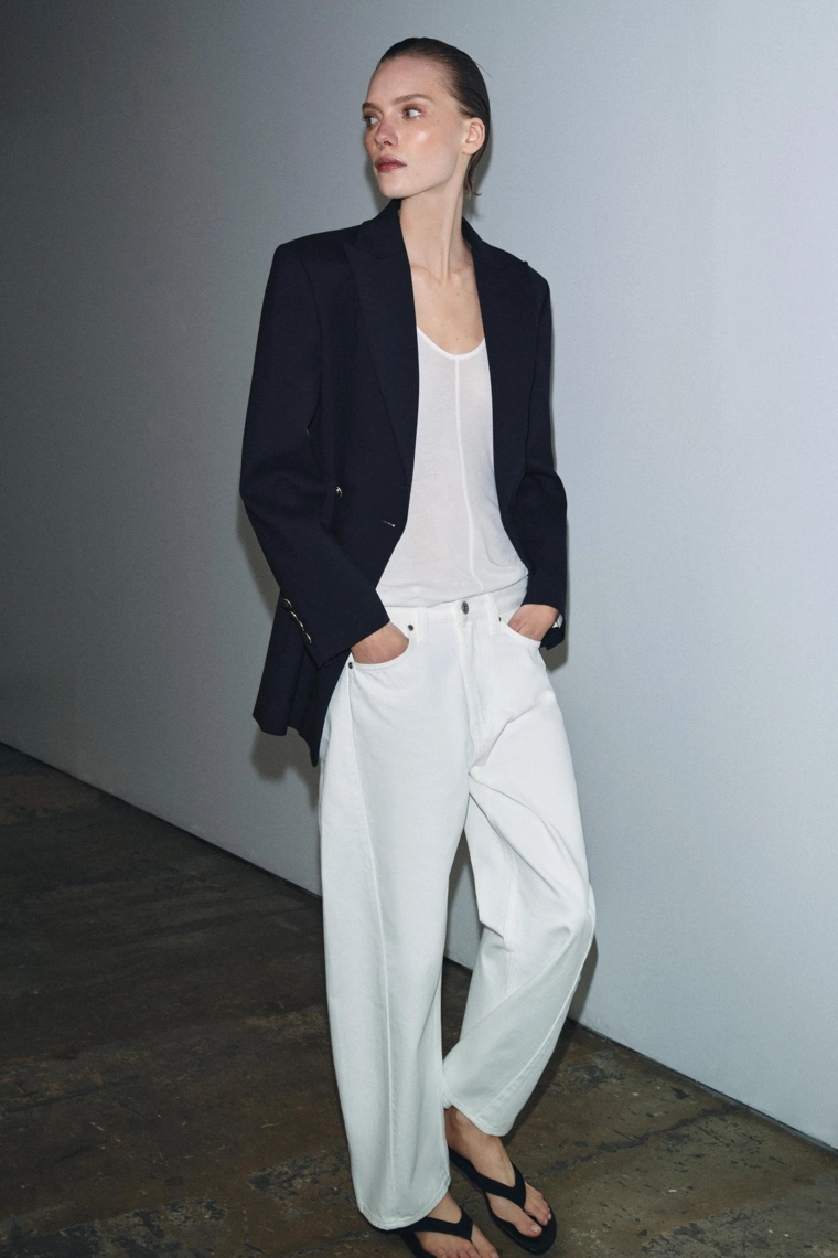 Джинсы средней посадки Zara «ZW» с укороченным свободным кроем на щиколотку