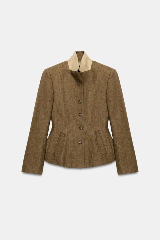 БЛЕЙЗЕР ИЗ СМЕСОВОГО ЛЬНА — коллекция Zara «ZW»