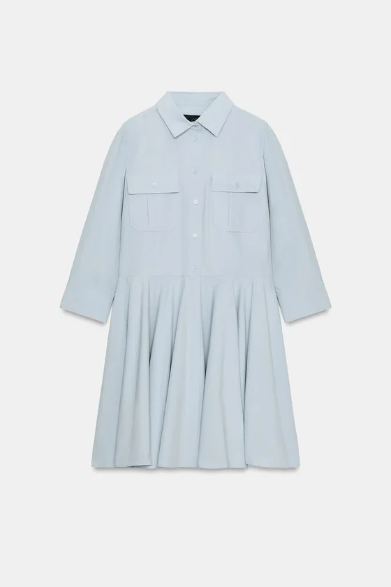 ПЛАТЬЕ-РУБАШКА ПЛИССЕ — коллекция Zara «ZW»