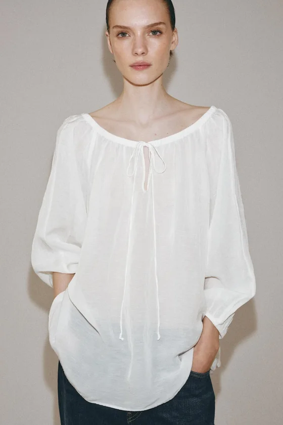 БЛУЗА ИЗ ЛЬНА — коллекция Zara «ZW»