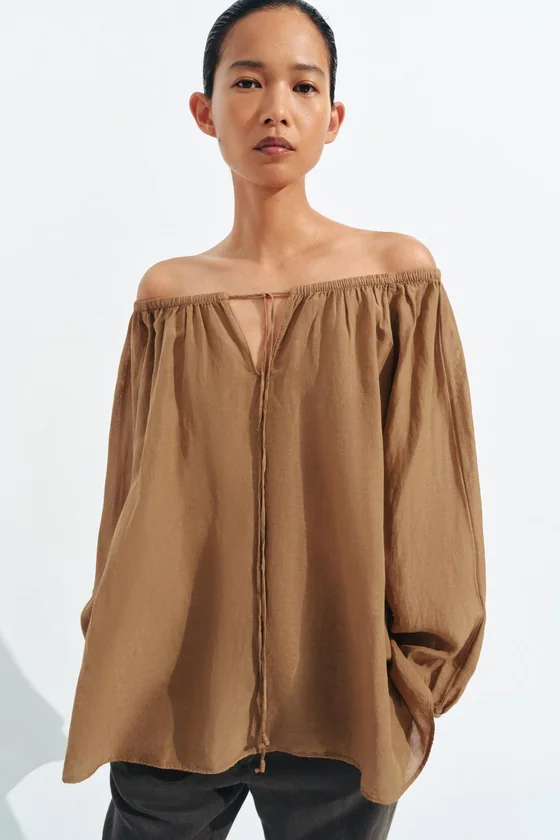 БЛУЗА ИЗ ЛЬНА — коллекция Zara «ZW»