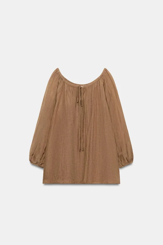 БЛУЗА ИЗ ЛЬНА — коллекция Zara «ZW»