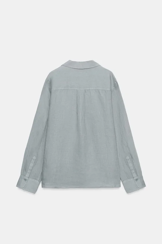 Льняная рубашка с карманом коллекция Zara «ZW»