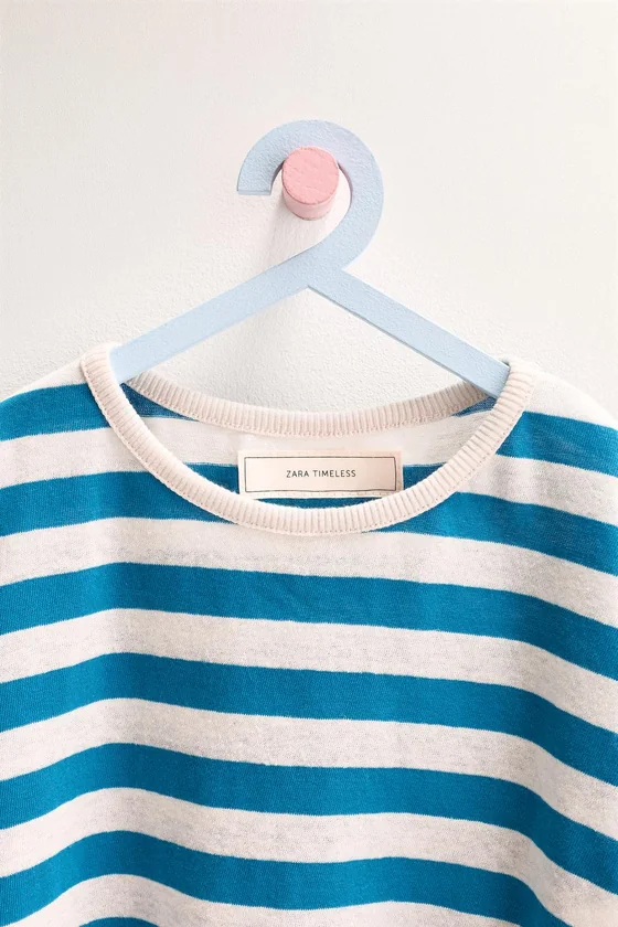 Zara «Timeless» - ФУТБОЛКА В ПОЛОСКУ ИЗ ХЛОПКА И ЛЬНА