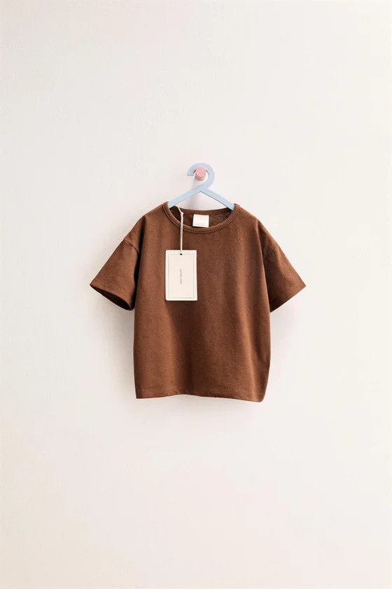 Zara «Timeless» - ОДНОТОННАЯ ФУТБОЛКА ИЗ ХЛОПКА И ЛЬНА