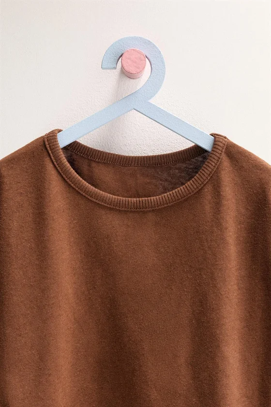 Zara «Timeless» - ОДНОТОННАЯ ФУТБОЛКА ИЗ ХЛОПКА И ЛЬНА
