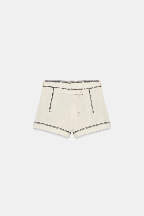 ШОРТЫ С ДЕКОРАТИВНОЙ СТРОЧКОЙ — коллекция Zara «ZW»