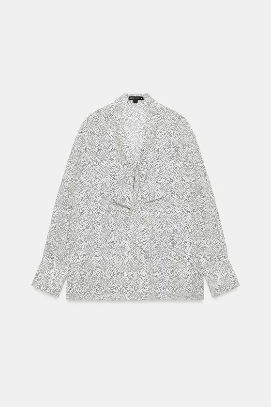 РУБАШКА В ГОРОШЕК С ЗАВЯЗКАМИ — коллекция Zara «ZW»