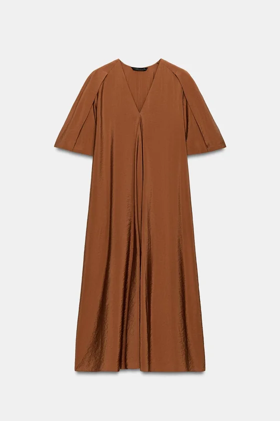 ПЛАТЬЕ МИДИ ИЗ РЕЛЬЕФНОЙ ТКАНИ — коллекция Zara «ZW» лимитированная серия