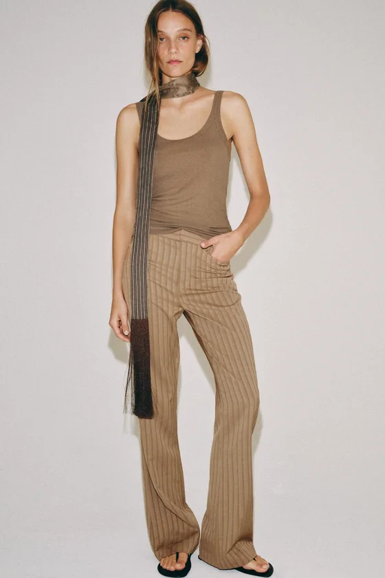 БРЮКИ клёш В ПОЛОСКУ — коллекция Zara «ZW»