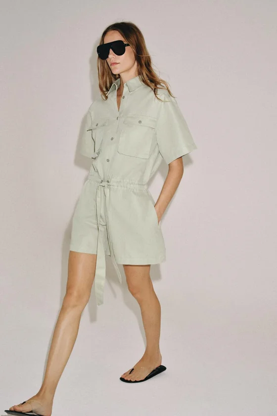 КОМБИНЕЗОН-РУБАШКА С ПОЯСОМ — коллекция Zara «ZW»