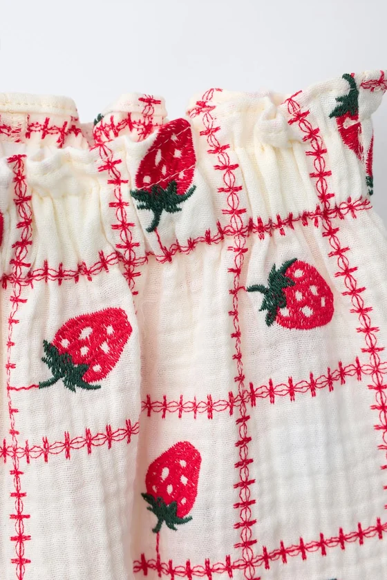 ШОРТЫ С ВЫШИВКОЙ КЛУБНИКИ CASA LAWA X ZARA KIDS