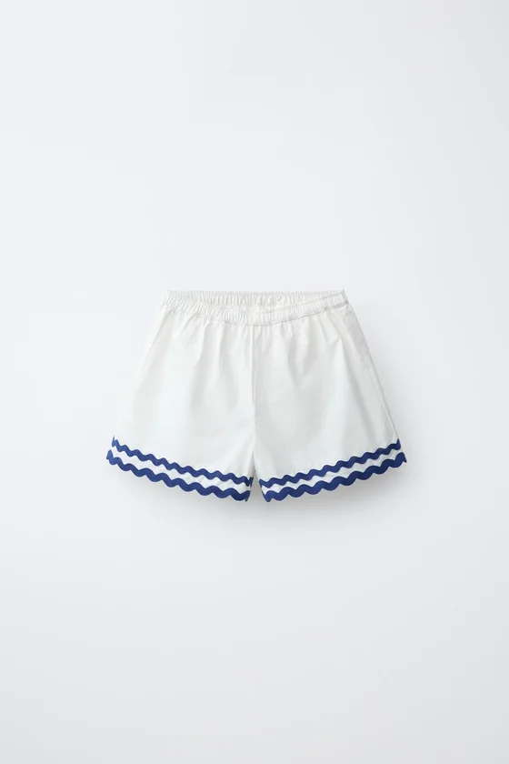 ШОРТЫ ИЗ ПОПЛИНА С ВОЛНИСТЫМ КРАЕМ — CASA LAWA X ZARA KIDS