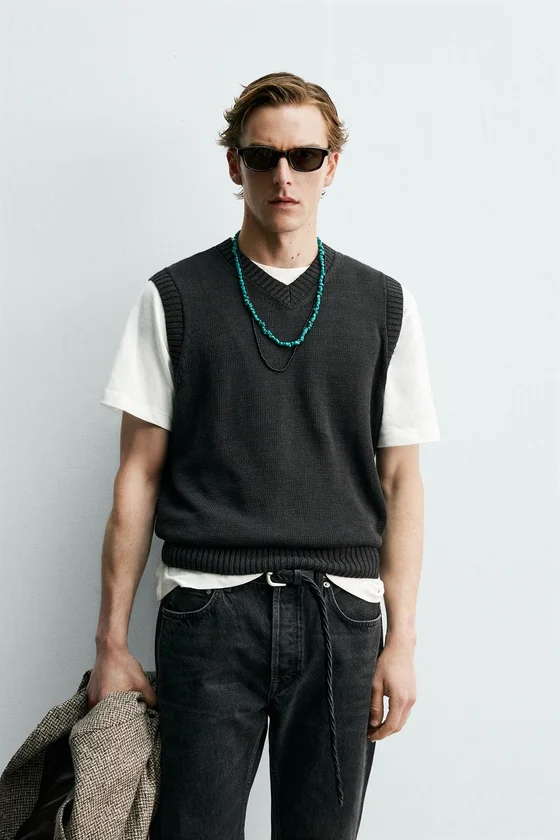 ВЯЗАНЫЙ ЖИЛЕТ ИЗ 100% ЛЬНА Zara «Aaron Levine»