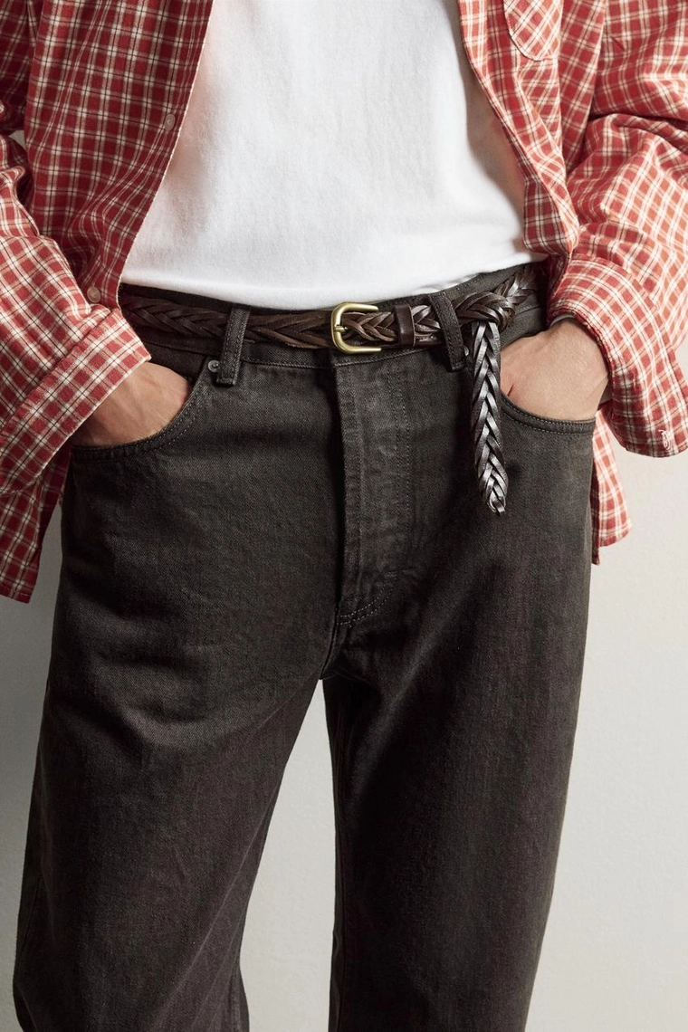 ПЛЕТЕНЫЙ КОЖАНЫЙ РЕМЕНЬ Zara «Aaron Levine»