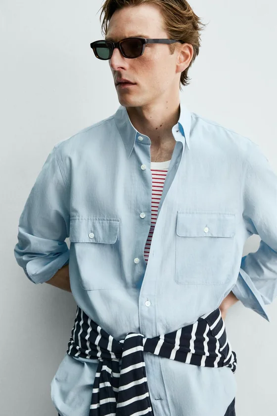 РУБАШКА СВОБОДНОГО КРОЯ С КАРМАНАМИ Zara «Aaron Levine»