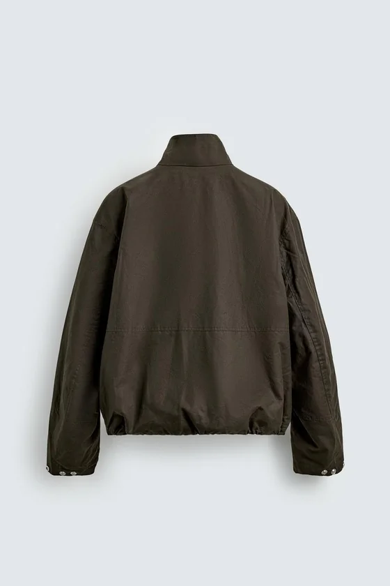 УКОРОЧЕННАЯ КУРТКА Zara «Aaron Levine» С ЭФФЕКТОМ ВОЩЕНОЙ ТКАНИ