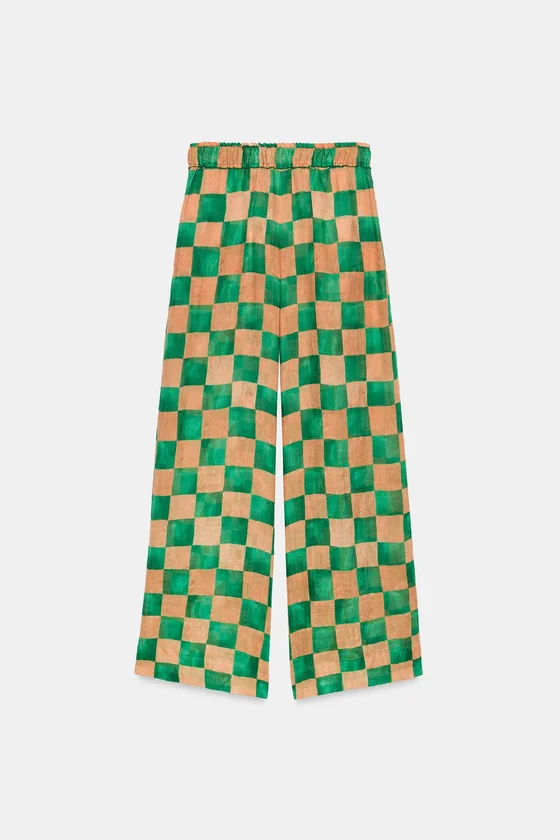 БРЮКИ ПАЛАЦЦО В КЛЕТКУ ИЗ РАМИ — коллекция Zara «ZW»