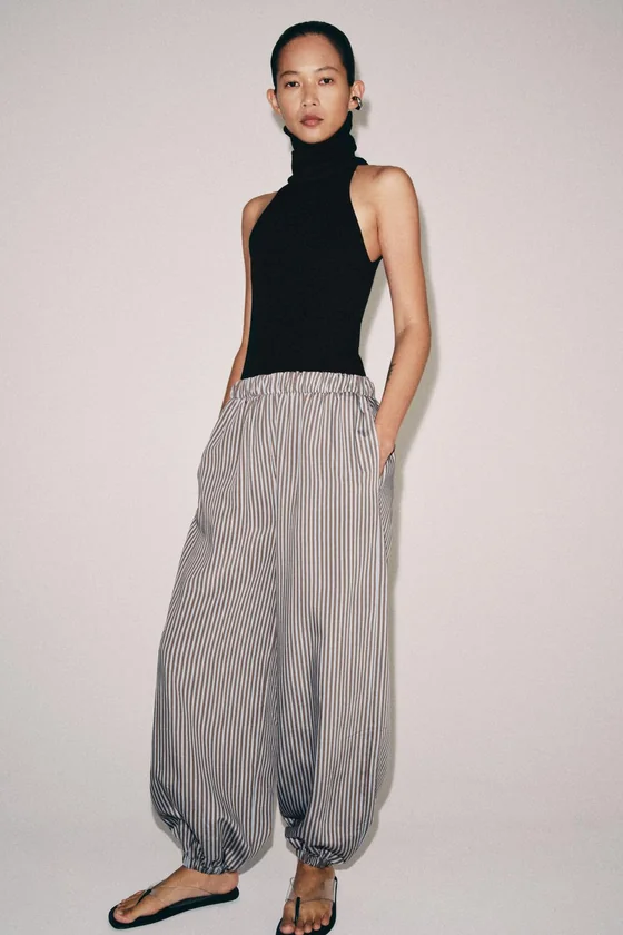 БРЮКИ-БАГГИ В ПОЛОСКУ — коллекция Zara «ZW»