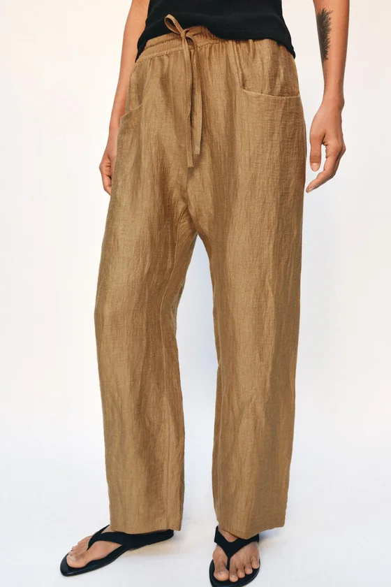 БРЮКИ ИЗ СМЕСОВОГО ЛЬНА — коллекция Zara «ZW»