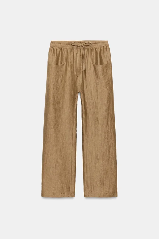 БРЮКИ ИЗ СМЕСОВОГО ЛЬНА — коллекция Zara «ZW»