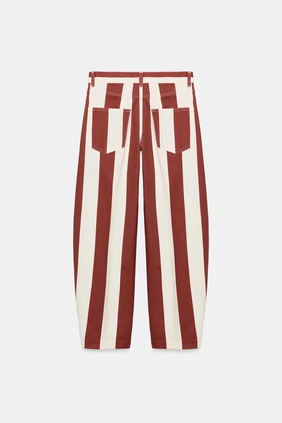 ДЖИНСЫ коллекция Zara «ZW» TAPERED В ПОЛОСКУ С ВЫСОКОЙ ПОСАДКОЙ