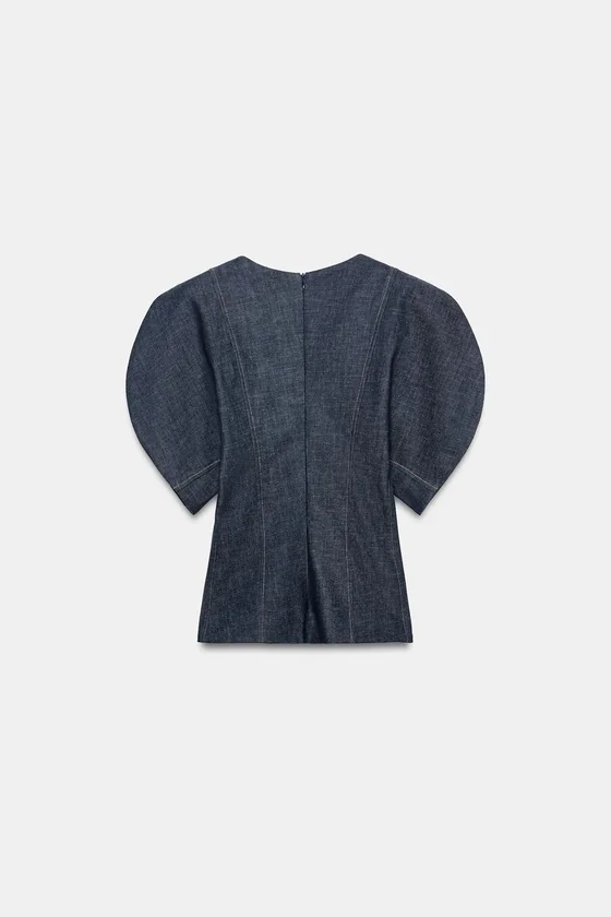 ДЖИНСОВАЯ БЛУЗА С ОБЪЕМНЫМИ РУКАВАМИ коллекция Zara «ZW»