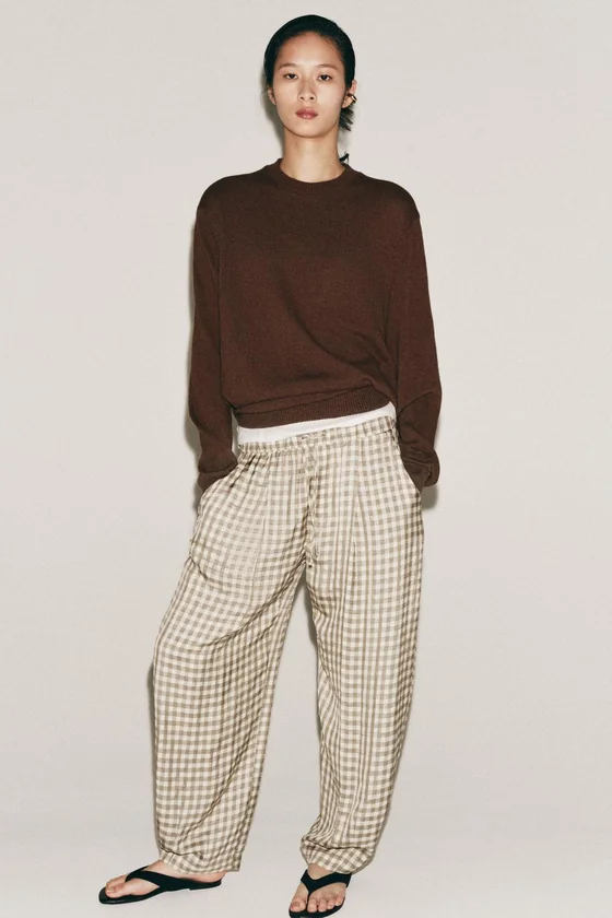 СВОБОДНЫЕ БРЮКИ В КЛЕТКУ коллекция Zara «ZW»