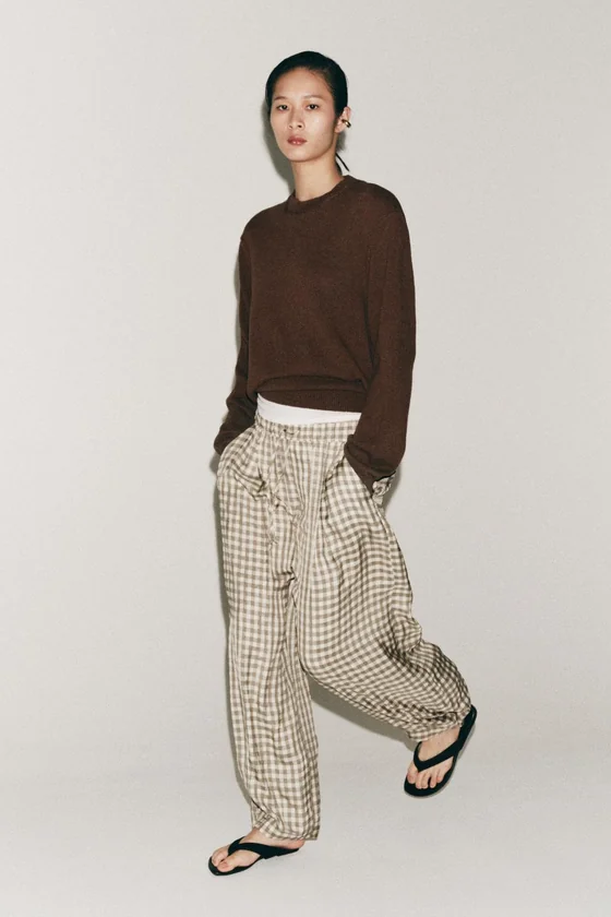 СВОБОДНЫЕ БРЮКИ В КЛЕТКУ коллекция Zara «ZW»
