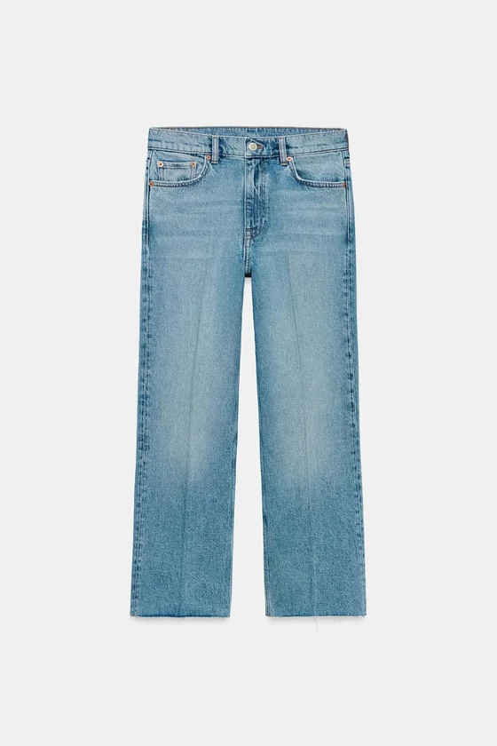 УКОРОЧЕННЫЕ ДЖИНСЫ-КЛЕШ СО СРЕДНЕЙ ПОСАДКОЙ — коллекция Zara «ZW»