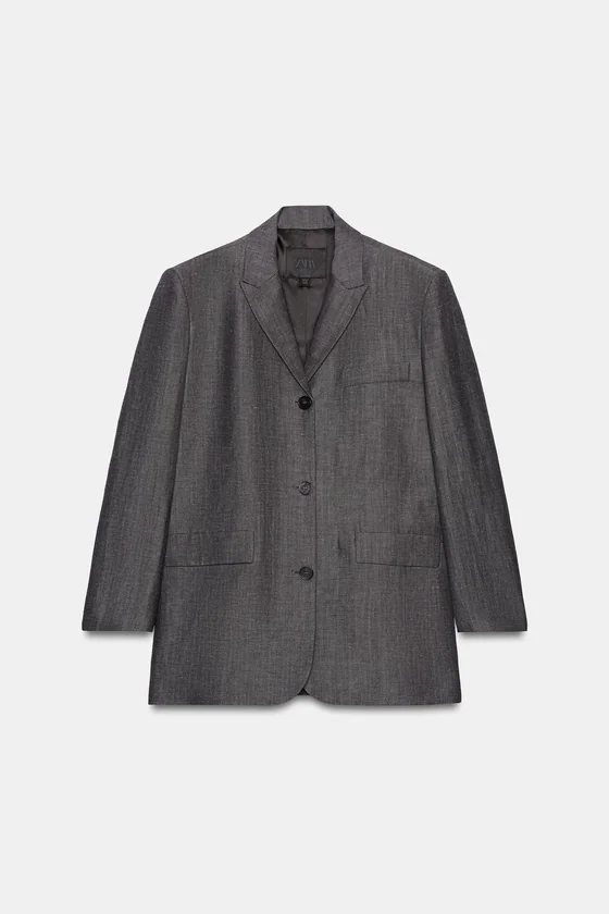 БЛЕЙЗЕР ПРЯМОГО КРОЯ ИЗ СМЕСОВОГО ЛЬНА — коллекция Zara «ZW»