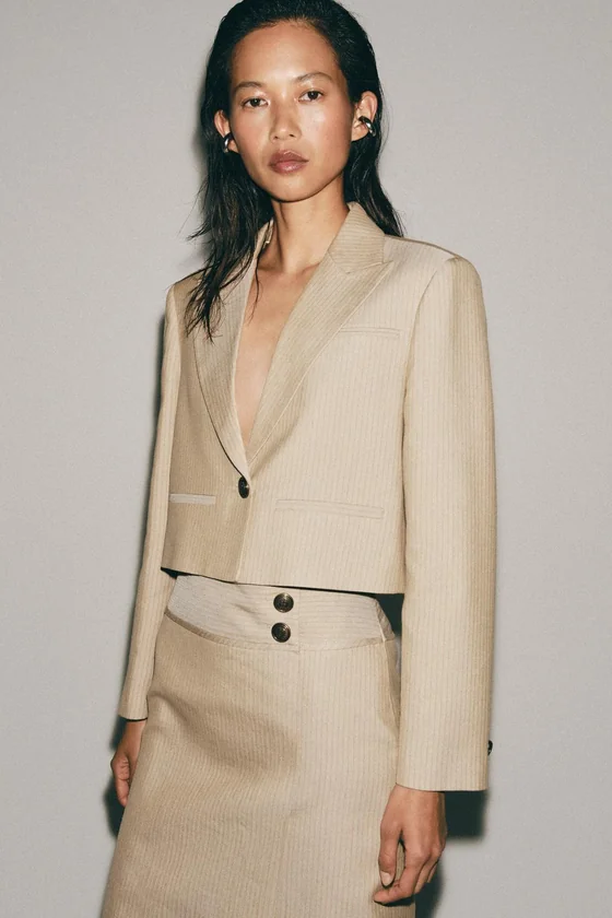 УКОРОЧЕННЫЙ БЛЕЙЗЕР В ПОЛОСКУ — коллекция Zara «ZW»