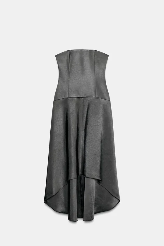АТЛАСНОЕ АСИММЕТРИЧНОЕ ПЛАТЬЕ коллекция Zara «ZW»