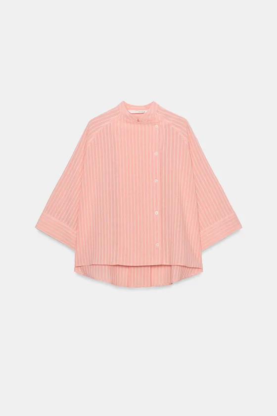 РУБАШКА В ПОЛОСКУ АСИММЕТРИЧНОГО КРОЯ коллекция Zara «ZW»