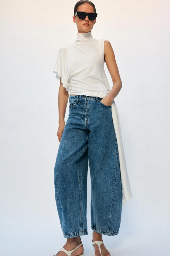 ДЖИНСЫ коллекция Zara «ZW» ANKLE баллон СО СРЕДНЕЙ ПОСАДКОЙ