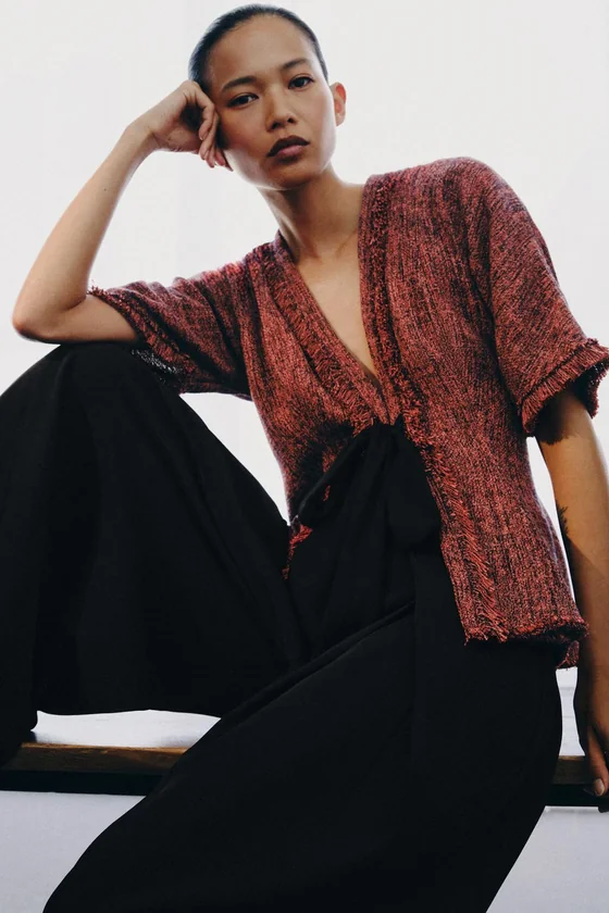ТОП С БАСКОЙ И БАХРОМОЙ — коллекция Zara «ZW»