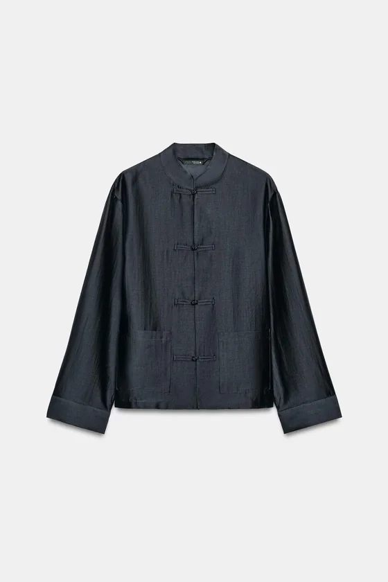 АТЛАСНАЯ РУБАШКА С НАВЕСНЫМИ ПЕТЛЯМИ коллекция Zara «ZW»