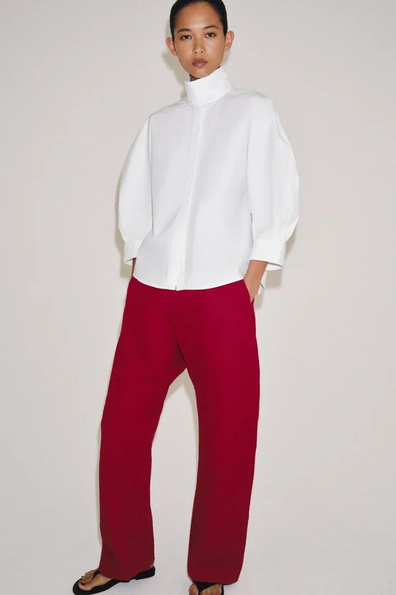 РУБАШКА С ОБЪЕМНЫМИ РУКАВАМИ коллекция Zara «ZW»